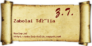 Zabolai Tália névjegykártya